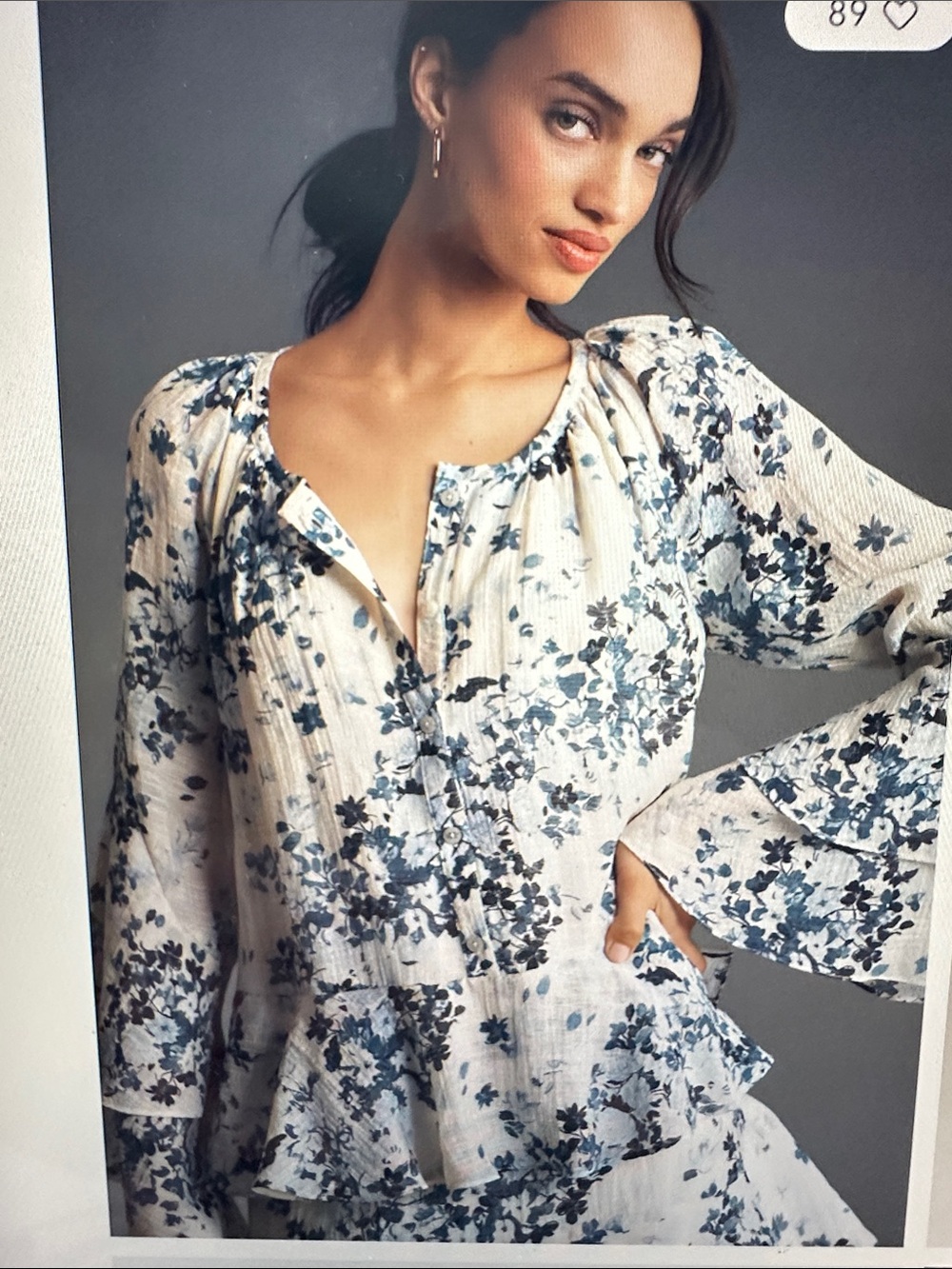 NWT Anthropologie Maeve V-Neck Long Sleeve Mini Swing Dress, Size X-Small